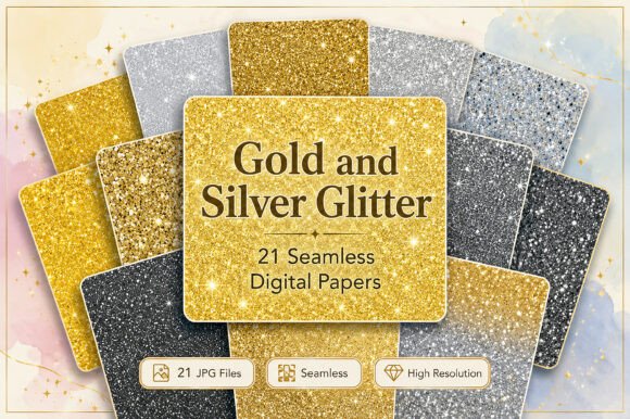Download Gold and Silver Glitter Digital - Silver glitter Collection