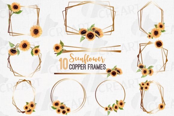 Download Sunflower Geometric Copper Frame Design - Premium Resources
